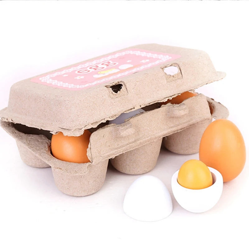 Wooden Egg set with egg carton