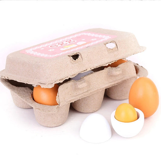 Wooden Egg set with egg carton