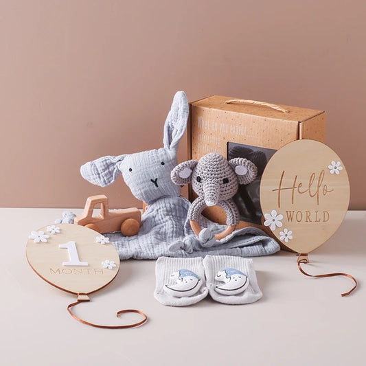 7 piece baby gift set with socks and rattle