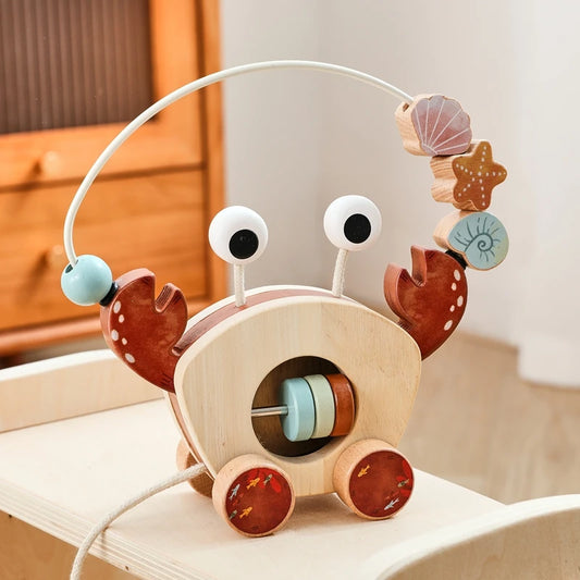Montessori Wooden Bead Crab Toy