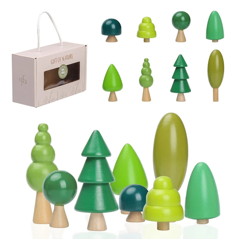 Wooden Forest Building Blocks gift set 