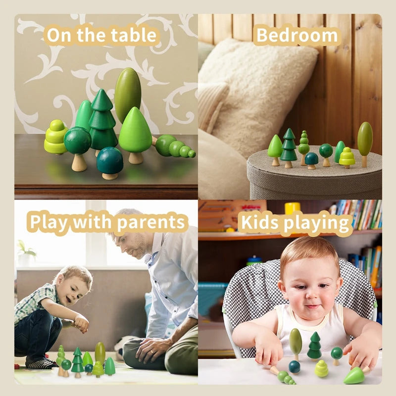 Wooden Forest Building Blocks playing around the home 