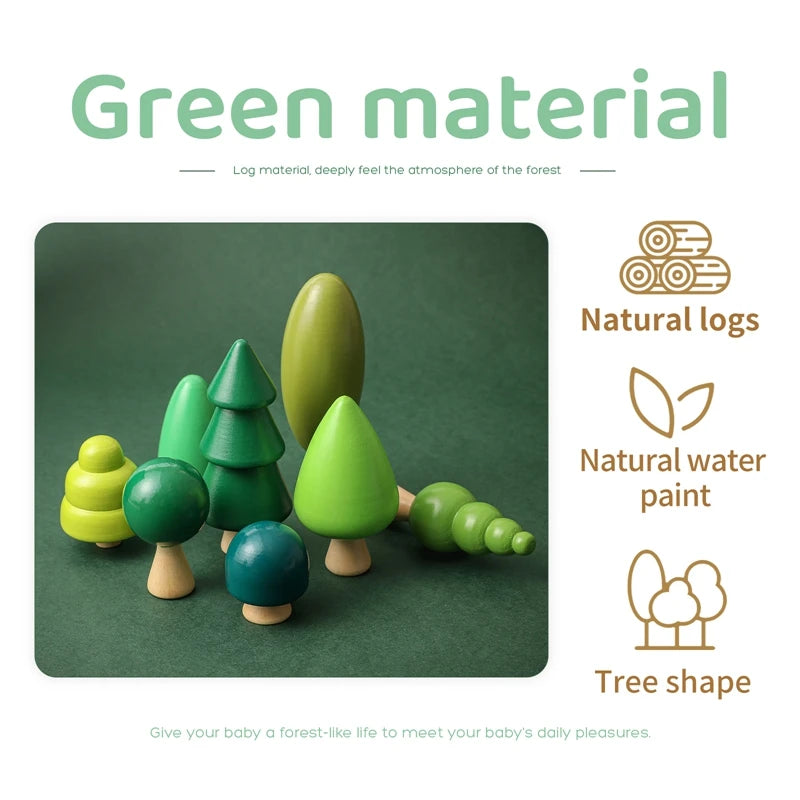 Wooden Forest Building Blocks natural material with natural paint