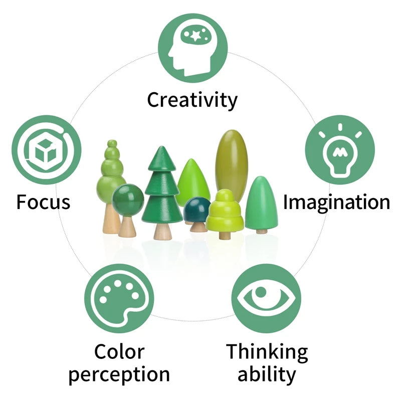 ways to use and learn with Wooden Forest Building Blocks 