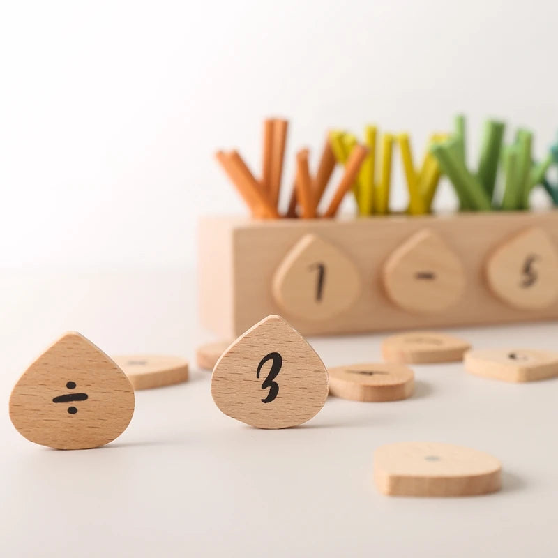 wooden montessori toy to show a chid how to do maths 