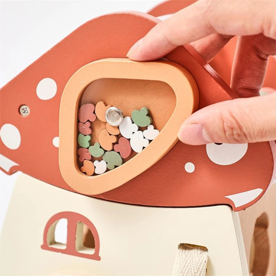 close up details mushroom toy 